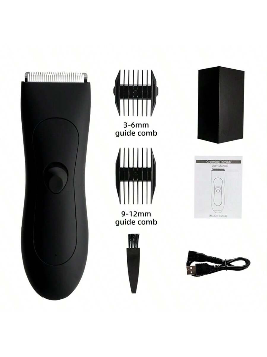 1pc Usb Rechargeable 500mah Electric Men's Hair Trimmer, Shaver For Private Parts, Full Body Hair Clipping Device, Electric Hair Clipper, Water Resistant, Wet Or Dry Shaving, Low Noise, Ceramic Safe Blade