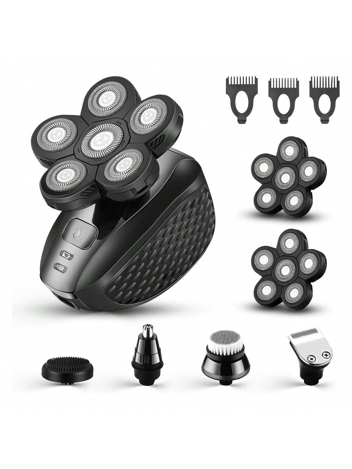 YONGSTYLE 6D Electric Shaver for Bald Men 7 in 1 Professional Mens Razors Head Shavers Waterproof Bald Shaver Rechargeable Shavers Wet & Dry Bald Shaving Grooming Cordless Balding Razor for Men