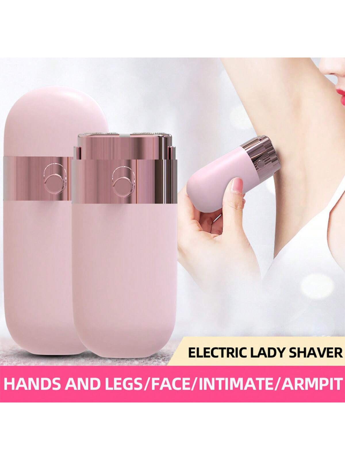 1PC2023 New Double Head Pink Hair Remover, Women'S Hair Remover, USB Charging Shaver For Both Wet And Dry Use