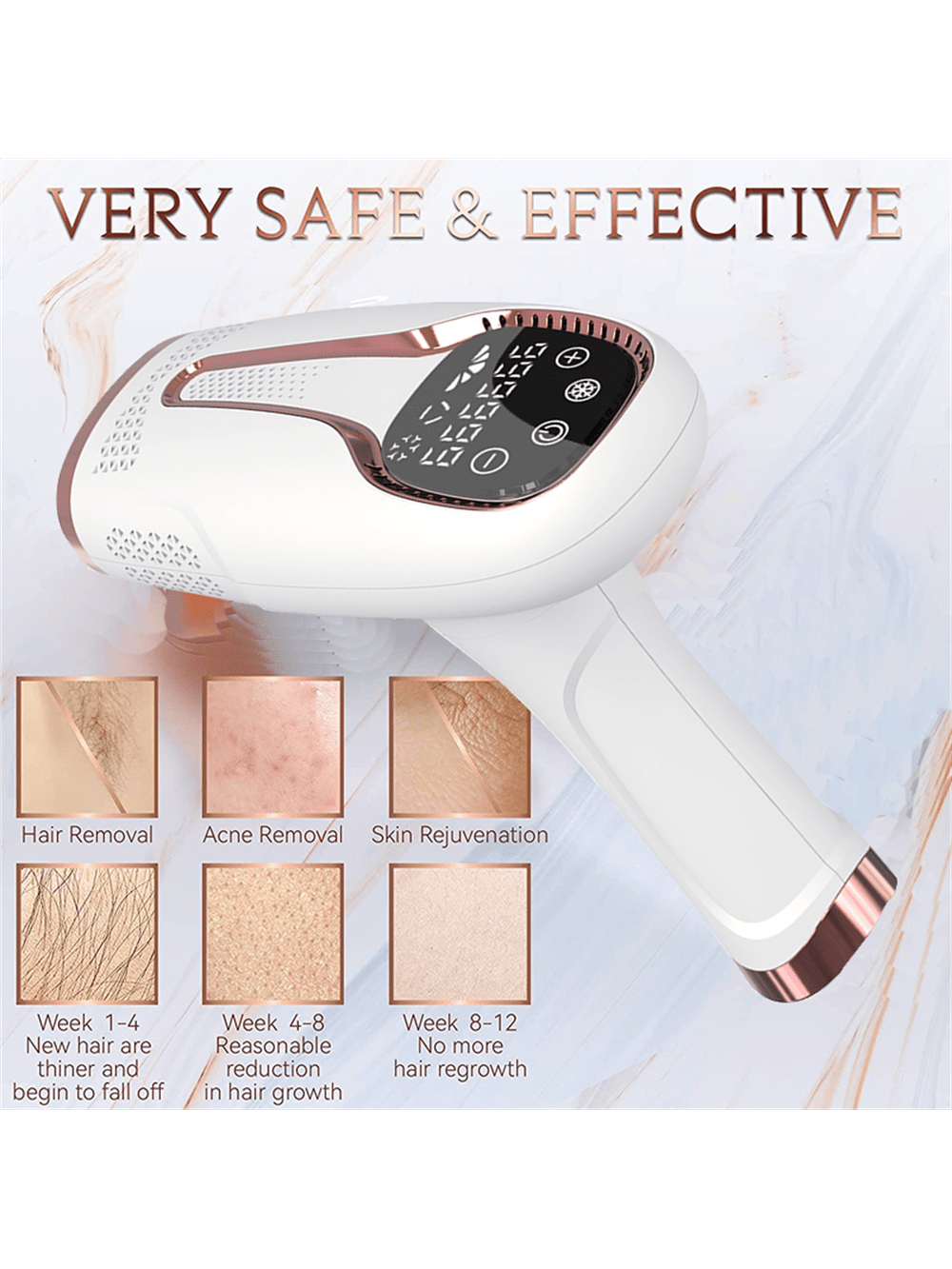 Painless Epilator,Laser Hair Removal Device, IPL Hair Removal For Women And Men, 3-In-1 At-Home Permanent Hair Removal Device 5 Levels Upgraded 999990 Flashes Hair Remover For Whole Body Armpits Back Legs Arms Face Bikini Line, Corded,Reduce Hair
