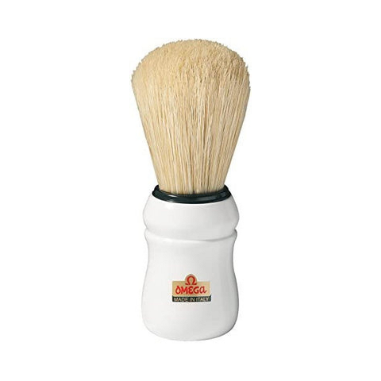 OMG-10049W Omega Boar Bristle Shaving Brush, ABS Handle, White