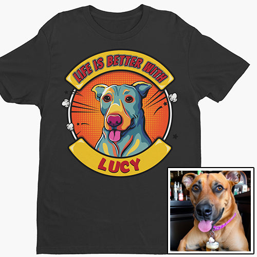 Better With Dog Popart 2 - Personalized Custom Unisex T-shirt