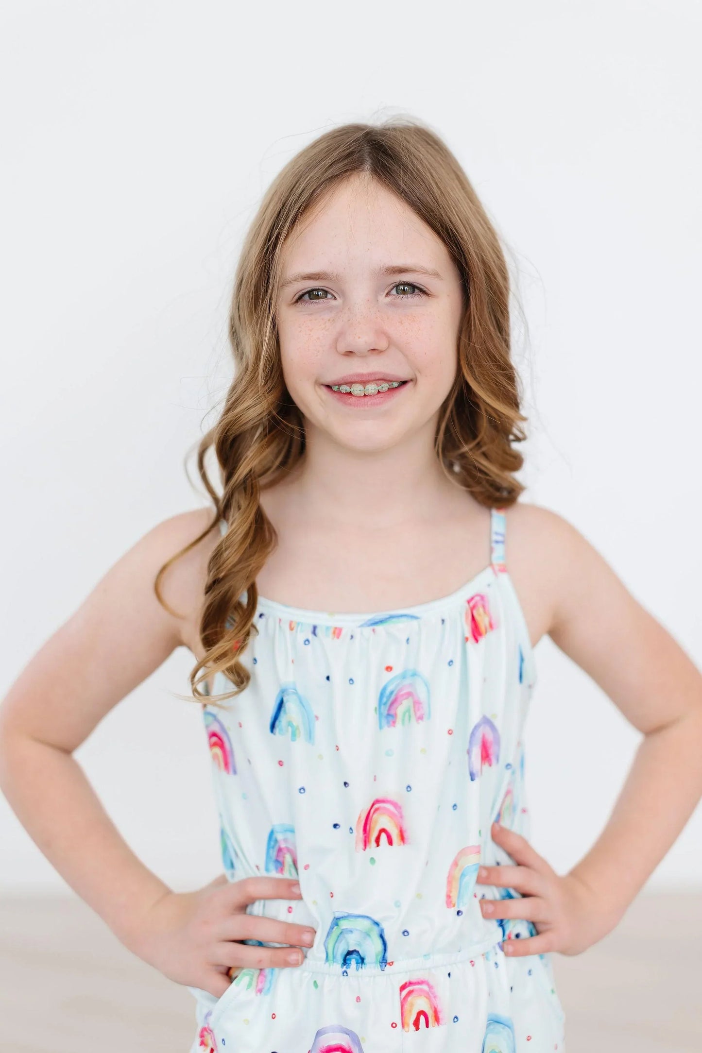 Mila & Rose- Rainbow Grooves Strappy Play Romper