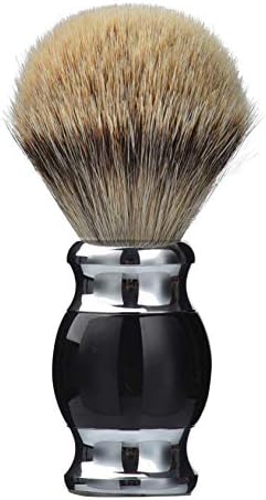 Je&Co 100% Silvertip Badger Hair Shaving Brush, Handmade Shaving Brush with Fine Resin Handle and Stainless Steel Base (Black)