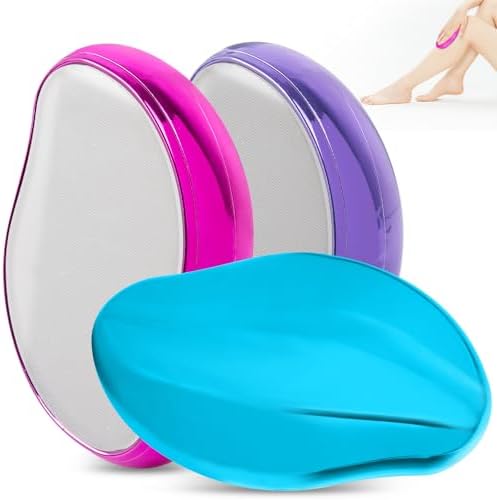 3PCS Crystal Hair Eraser,Painless Exfoliation Hair Removal Tool for Arms Legs Back Reusable Crystal Hair Remover Device Portable Epilator for Women and Men(Pink,Blue and Purple)