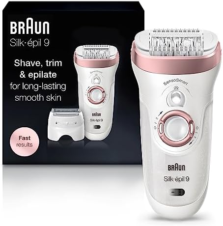 Braun Epilator Silk-épil 9 9-720, Hair Removal Device, Epilator for Women, Wet & Dry, Womens Shaver & Trimmer, Cordless, Rechargeable