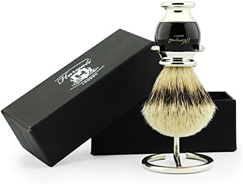 Haryali London Pure Silver Tip Badger Hair Shaving Brush with Brush Stand/Holder