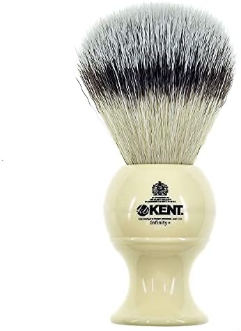 Kent Infinity Plus Shaving Brush with Ultra-Soft Silvertext Synthetic Badger Brush - Perfect Lather and Shaving Brush made for Shave Cream and Shaving Soap - Kent Luxury Shaving Since 1777