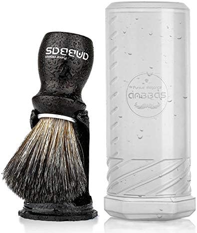 3IN1 Shaving Brush Set with Black Holder Stand Travel Case, Anbbas Synthetic Badger Hair Solid Ebony Handle Foam Brush Shaving Kit for Men Close Shave