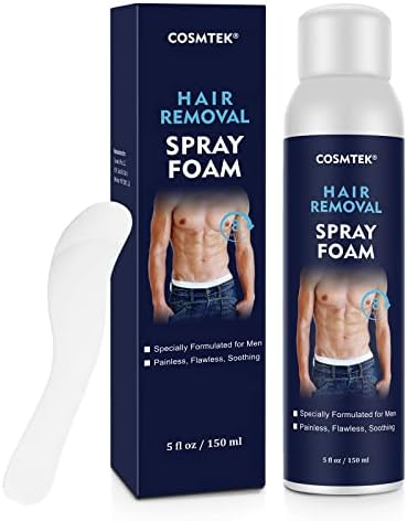 COSMTEK Hair Removal Spray Foam for Men,soothing & Effective & Painless Depilatory Cream for Unwanted Male Hair,facial,pubic Hair,private,underarm,Chest,Back.(5.07oz)
