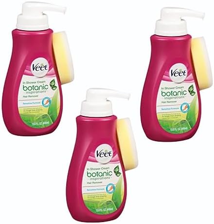 Veet In Shower Hair Removal Cream, Botanic Inspirations, Legs & Body, 13.5 oz (Pack of 3) ( packaging may vary )