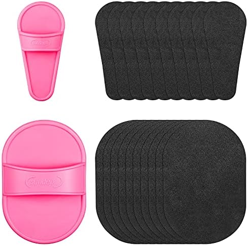 202 Pieces Hair Removal Pad Sets Smooth Away Hair Removal Kit, 2 Sizes Smooth Legs Skin Pad and 200 Pieces Exfoliation Fine Sandpaper Lip Facial Hair Removal Pad for Women Girls Skin Care