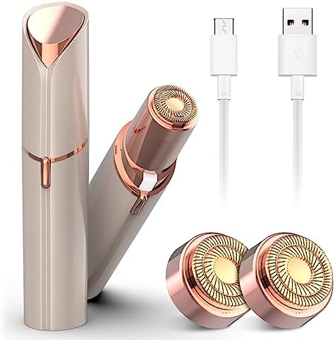 Facial Hair Remover for Women,Painless Epilator for Women Facial Hair Removal, Includes 2 Replacement Heads for Upper Lip Hair Removal,Face Epilator for Women,Depiladora para Mujer