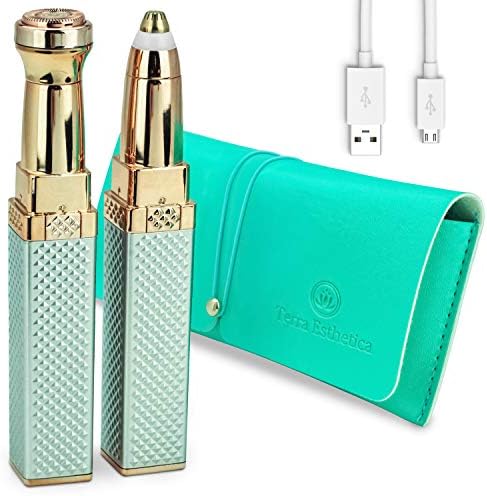 Eyebrow and Facial Hair Trimmer 2 in 1 Rechargeable Painless Epilator Easy to Use Eye Brows Razor Perfect Eyebrow Face Upper Lips Underarm Leg Bikini Hair Remover Brow Shaver with LED Light