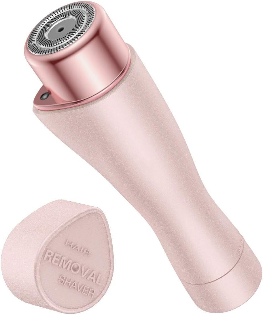 Facial Hair Remover Painless Hair Remover Women's Shaver Razor for Peach Fuzz Chin Cheek Upper Lip Built-in LED Light (Rose)