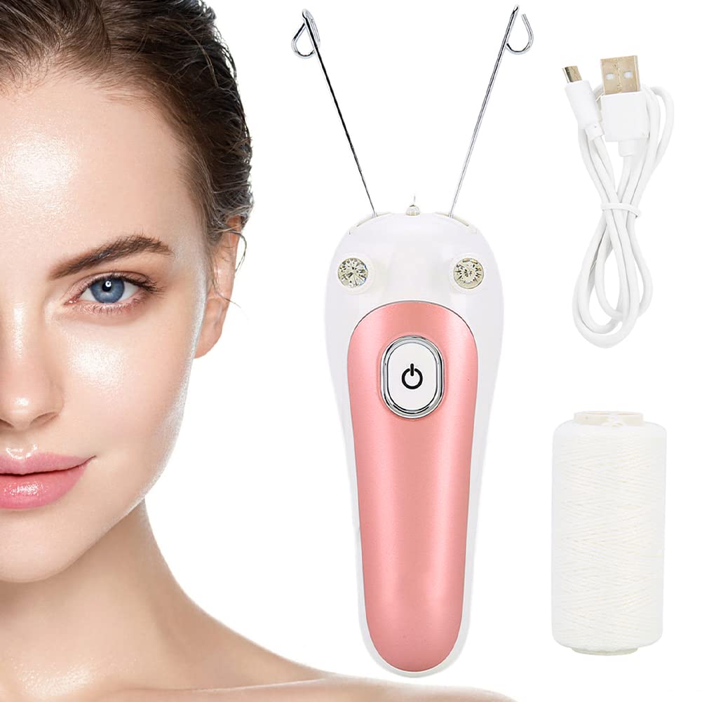 Electric Facial Threading Hair Removal for Women, Threading Hair Removal Epilator for Women, Threading Face Epilator for Fine Hairs on Face, Chin, Upper Lip, Arms, Legs(Pink)
