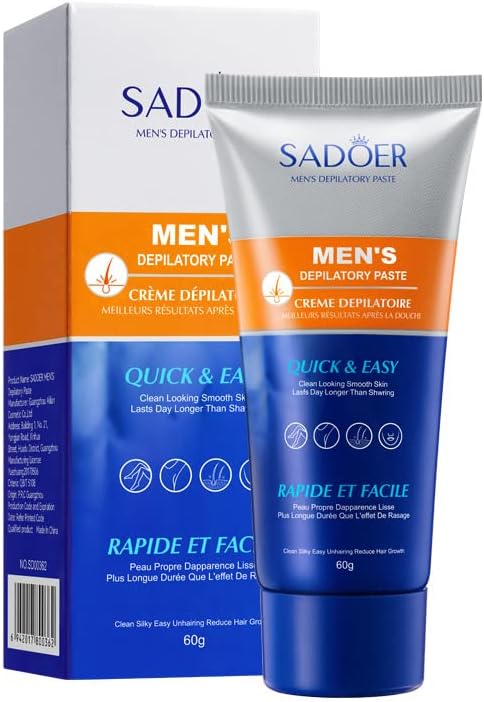 ULELA DIKML Hair Removal Cream for Men - Painless, Flawless, Soothing Depilatory for Unwanted Coarse Male Body Hair - No Hair Crew Intimate/Private At Home