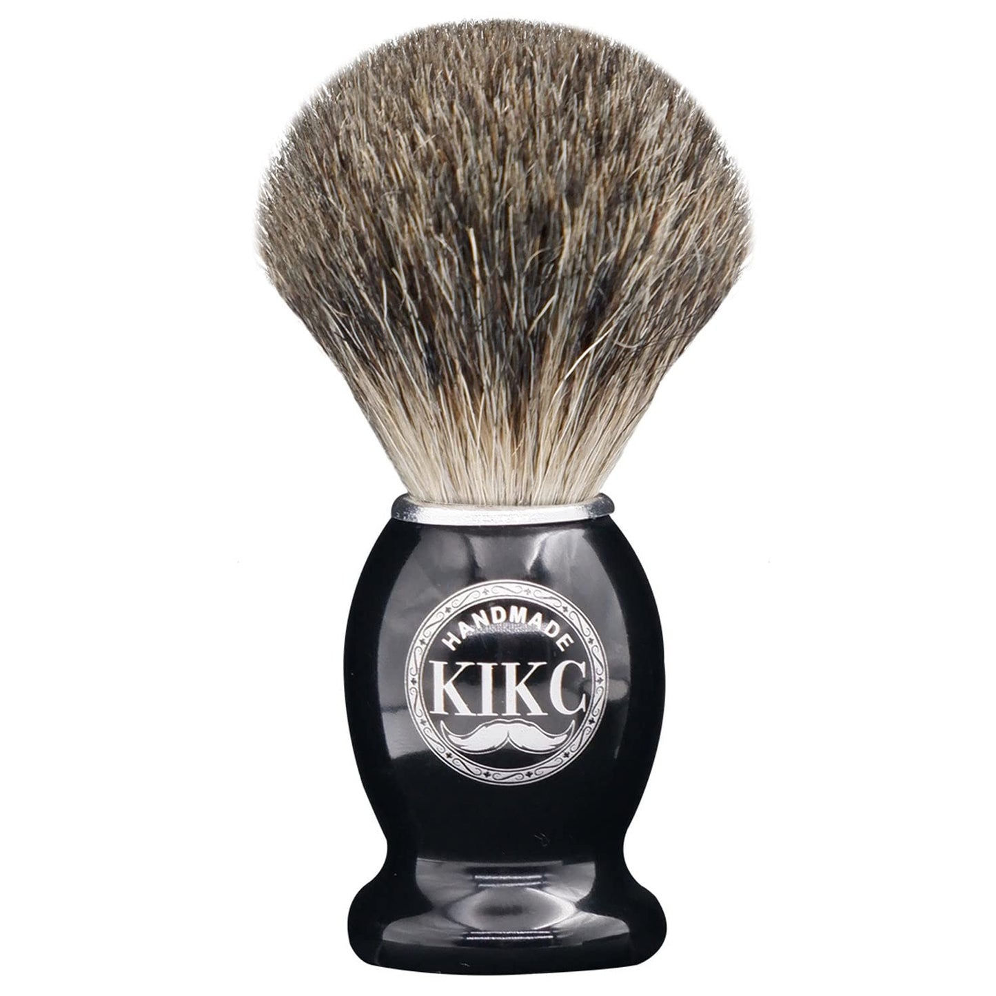 Handmade Shaving Brush - 100% Pure Badger Hair and Black Wooden Handle, can be used with Safety Razor, Straight razor, Barber Salon tool.