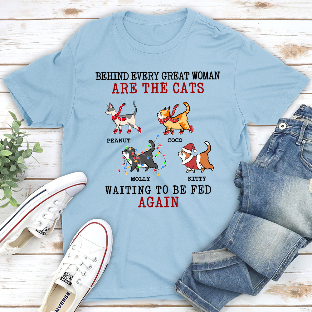 Cat Waiting To Be Fed - Personalized Custom Unisex T-shirt