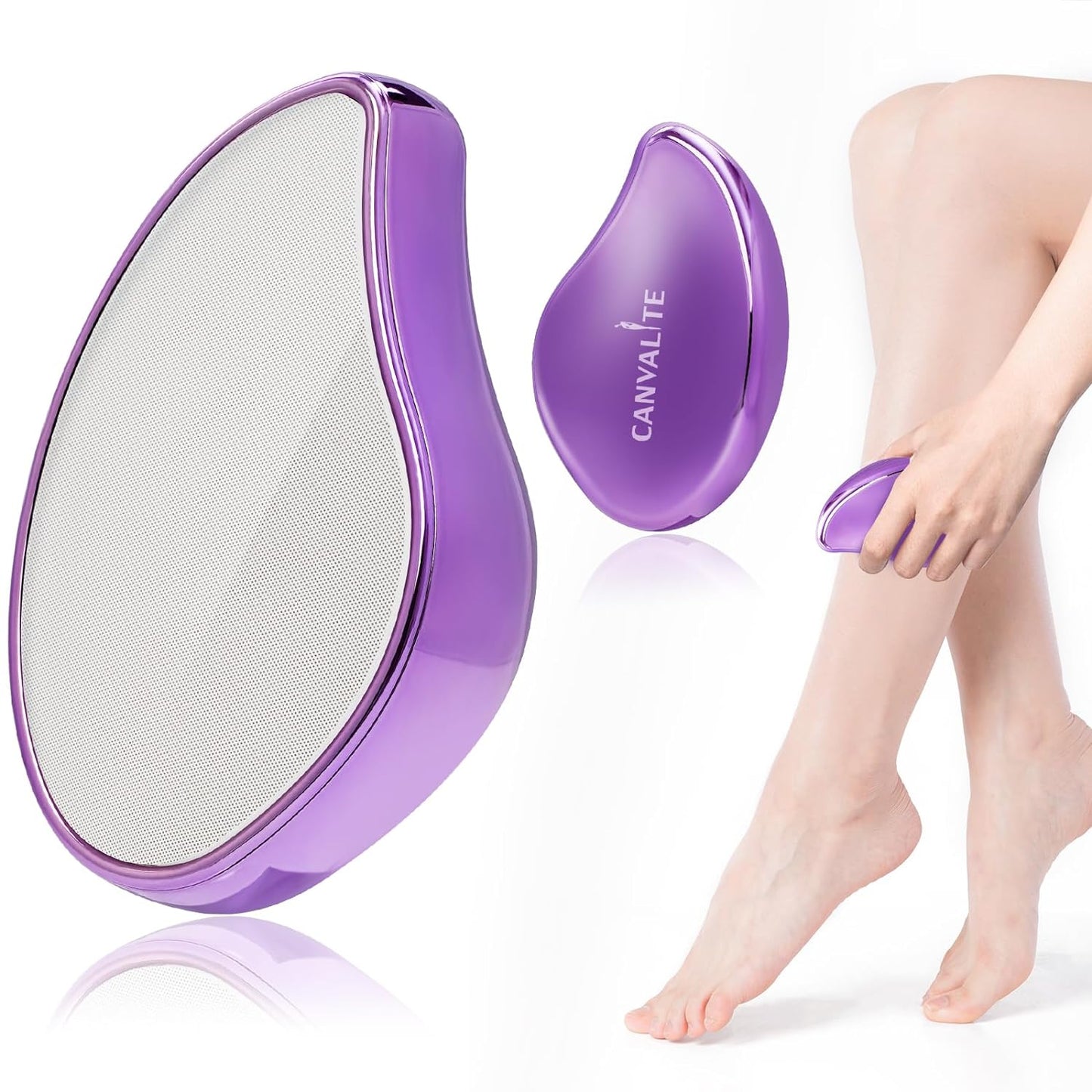 Canvalite Crystal Hair for Women and Men, Fast Painless Magic Crystal Hair Removal Device for Arms Legs Back and Body, Skin Exfoliating Epilators Hair Removal Washable Reusable Portable(Purple)