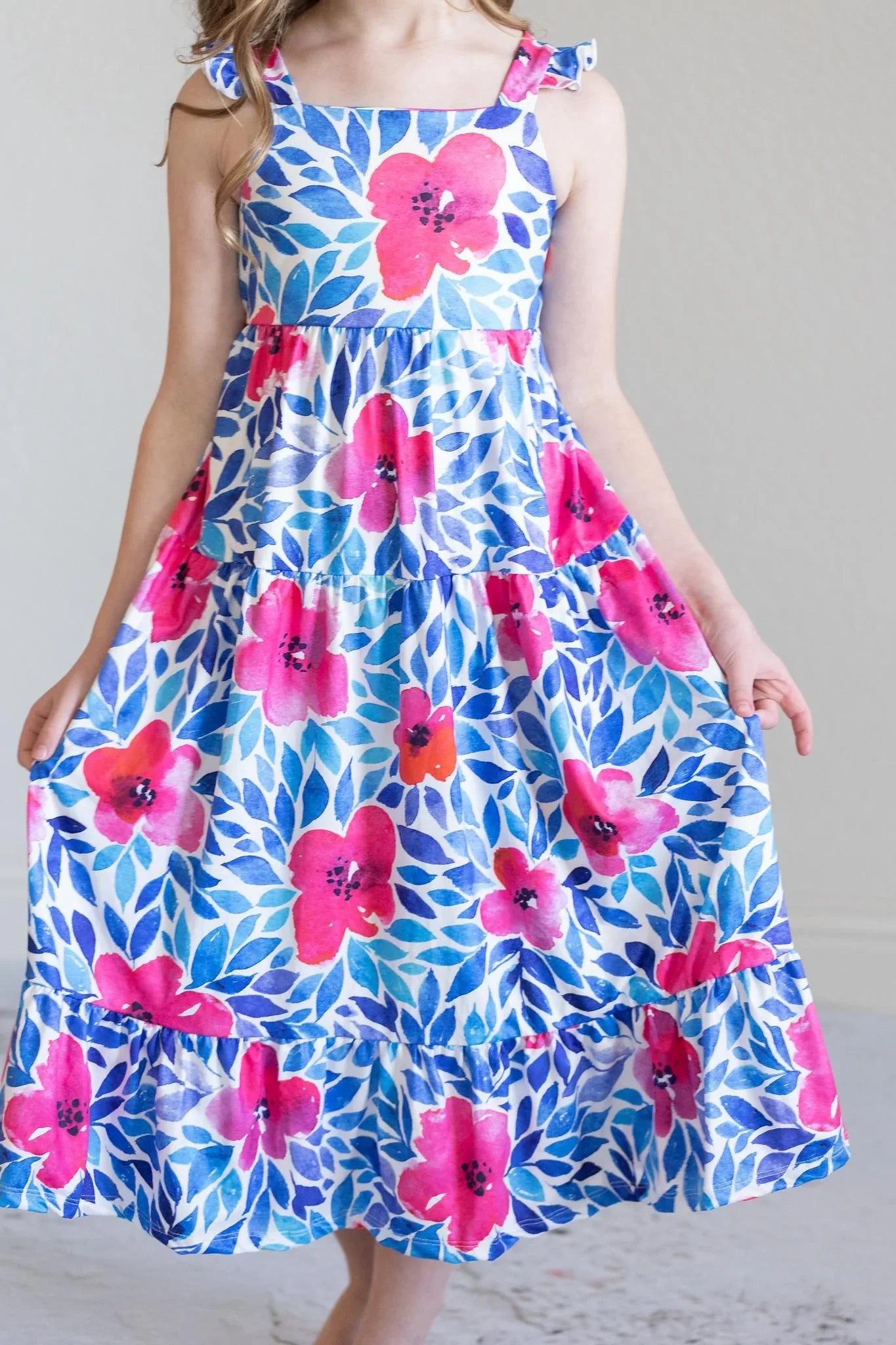 Mila & Rose- Vivid Garden Ruffle Maxi Dress