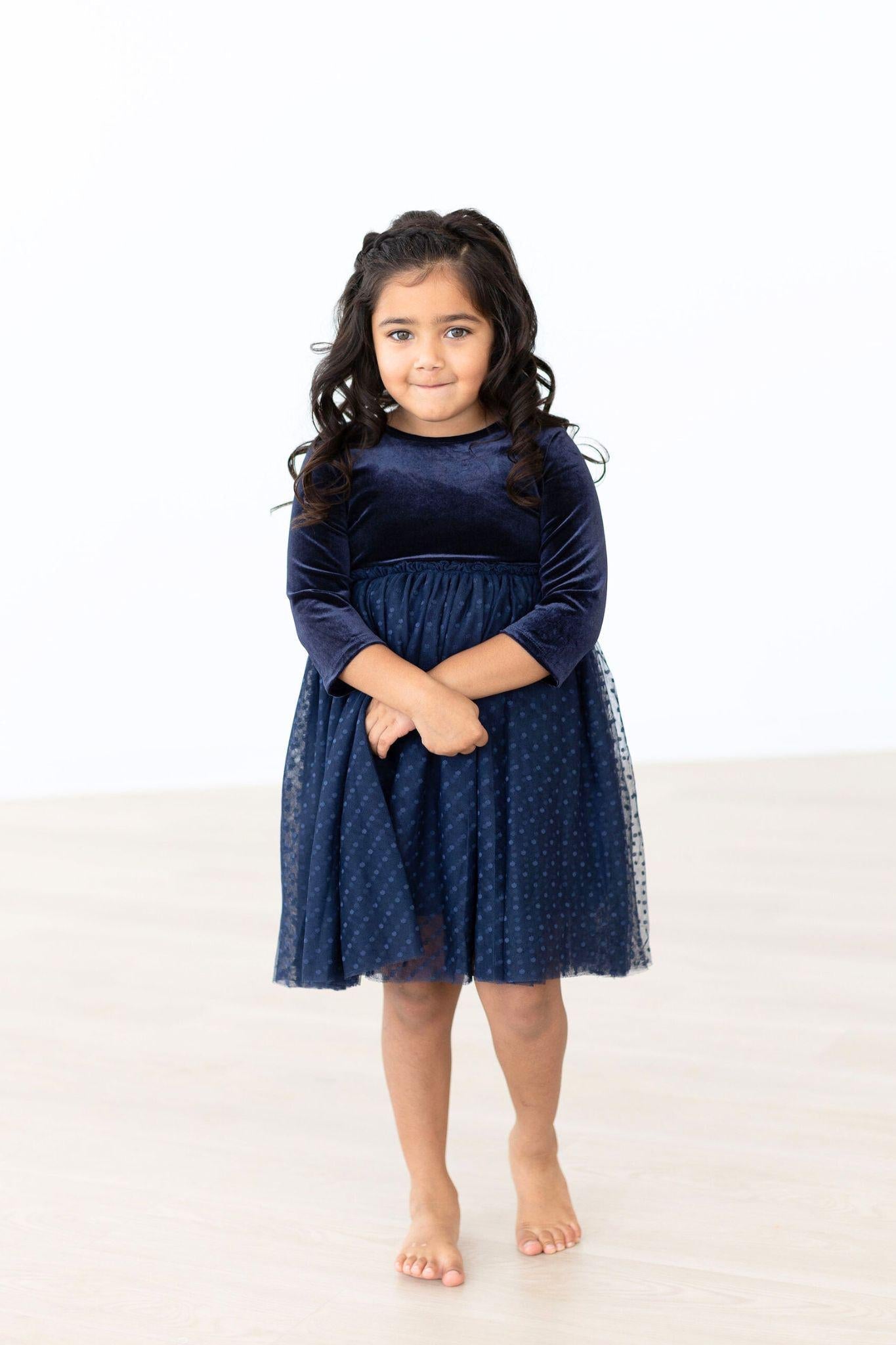 Mila & Rose Light Navy Velvet Tutu Dress