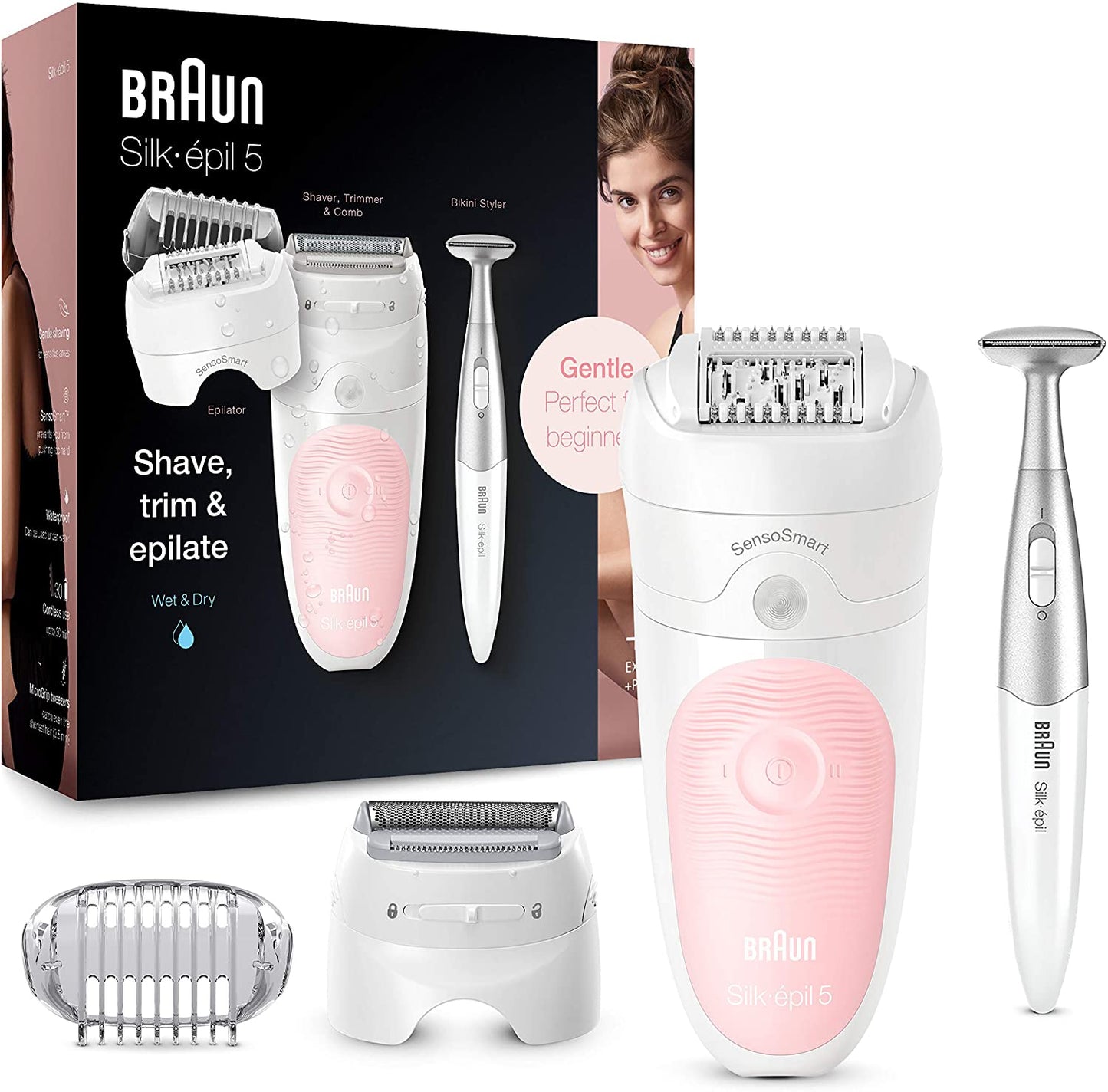 Braun Silk Epil 5-820 Wet & Dry Epilator With 4 Extras incl. Bikini Styler