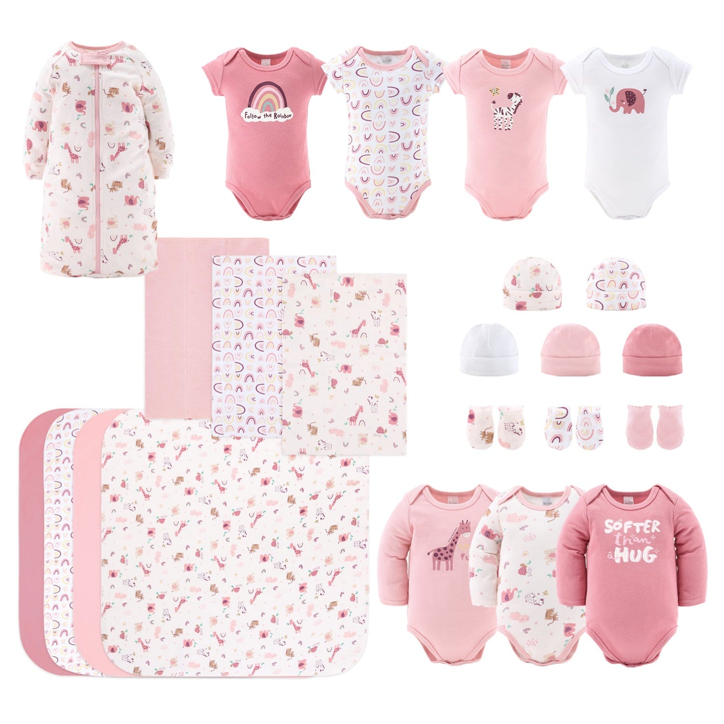 The Peanutshell 23-Piece Layette Set in Rainbow Safari