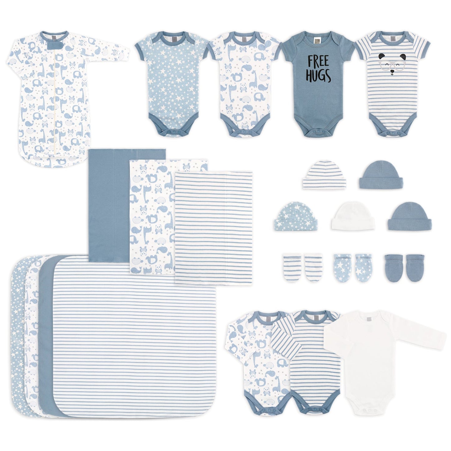 The Peanutshell 23 Piece Layette Set in Blue Animals