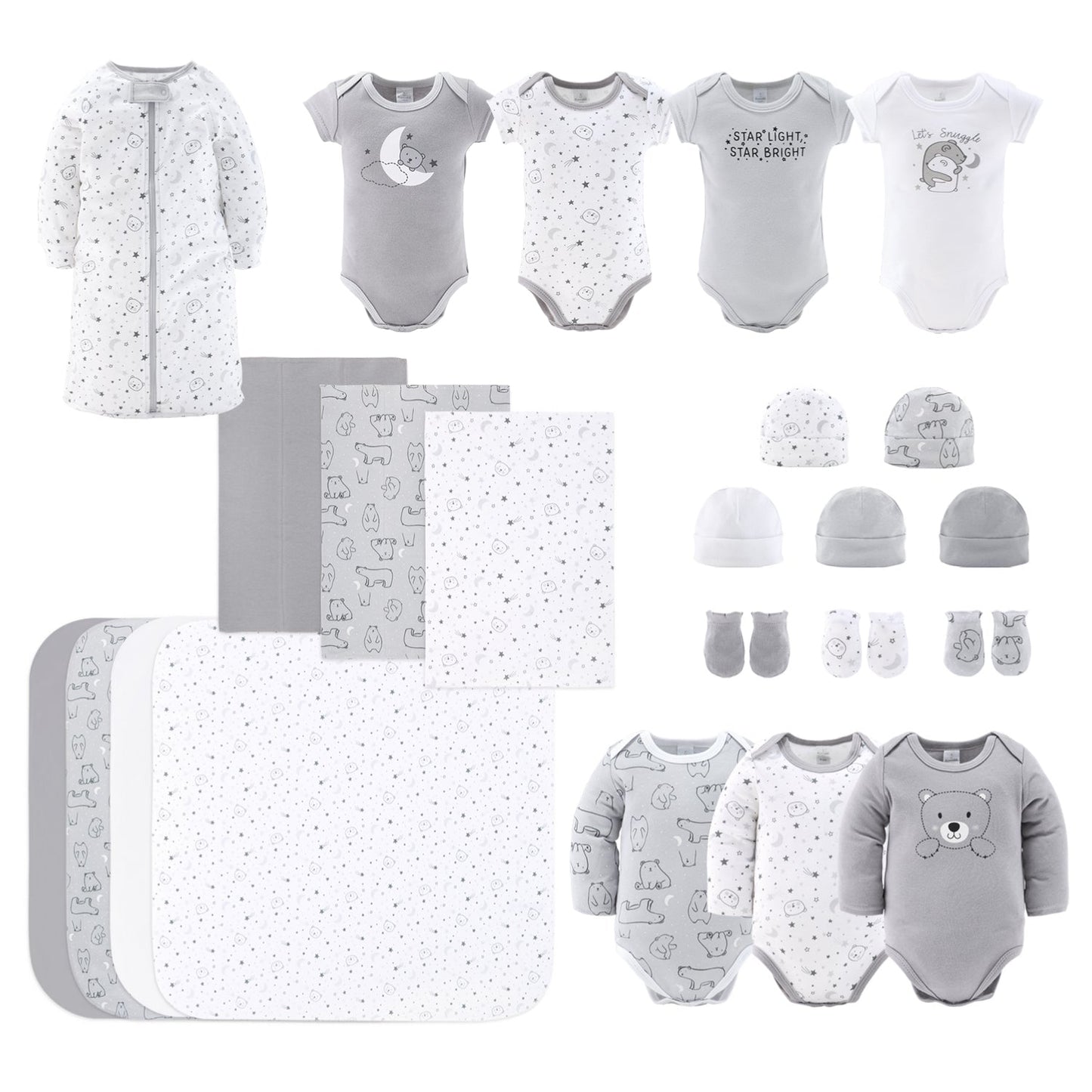 The Peanutshell 23 Piece Layette Set in Celestial Bears