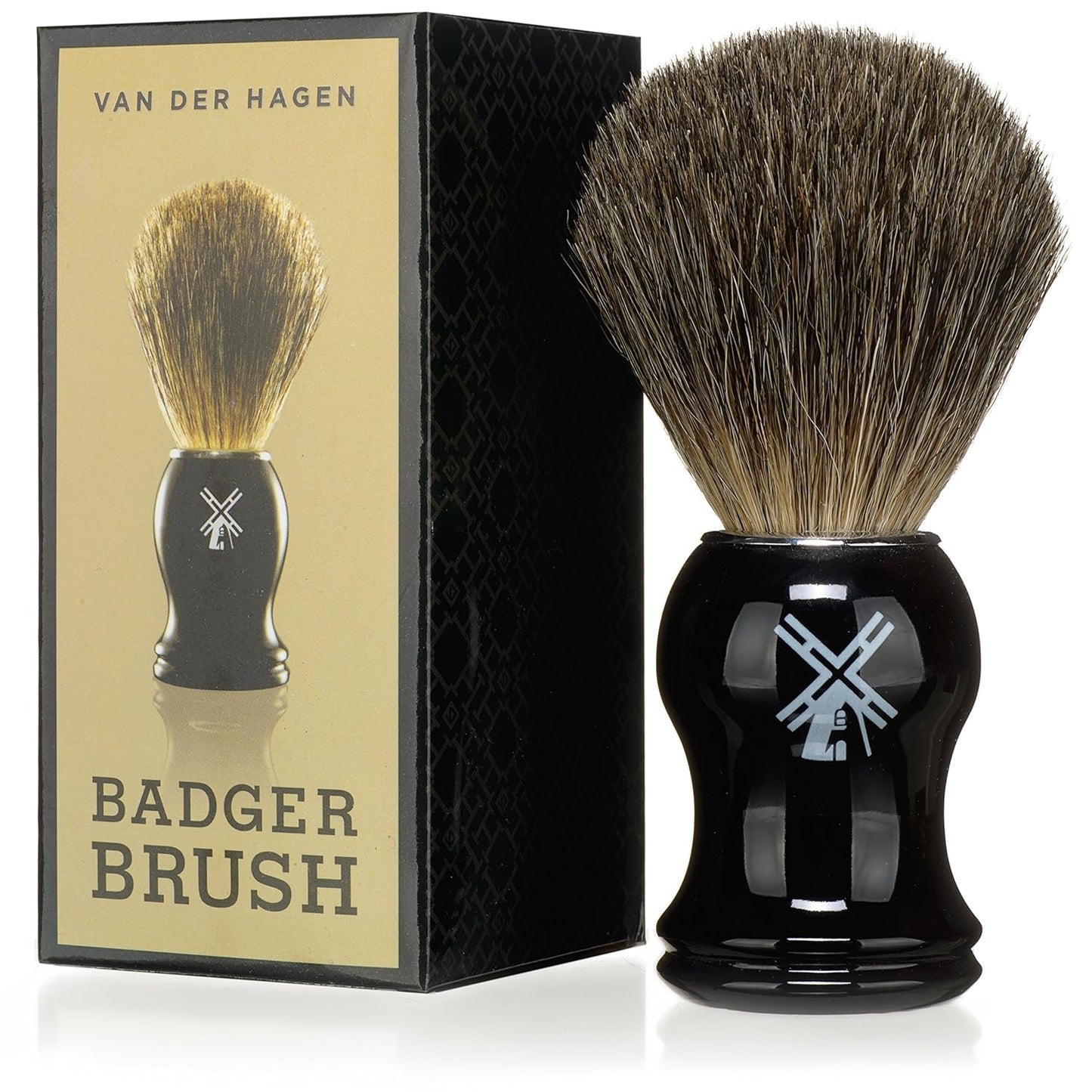 Van Der Hagen Badger Brush - Shave Brush Made from 100% Genuine Badger Hair, Exfoliates and Cleanses Skin