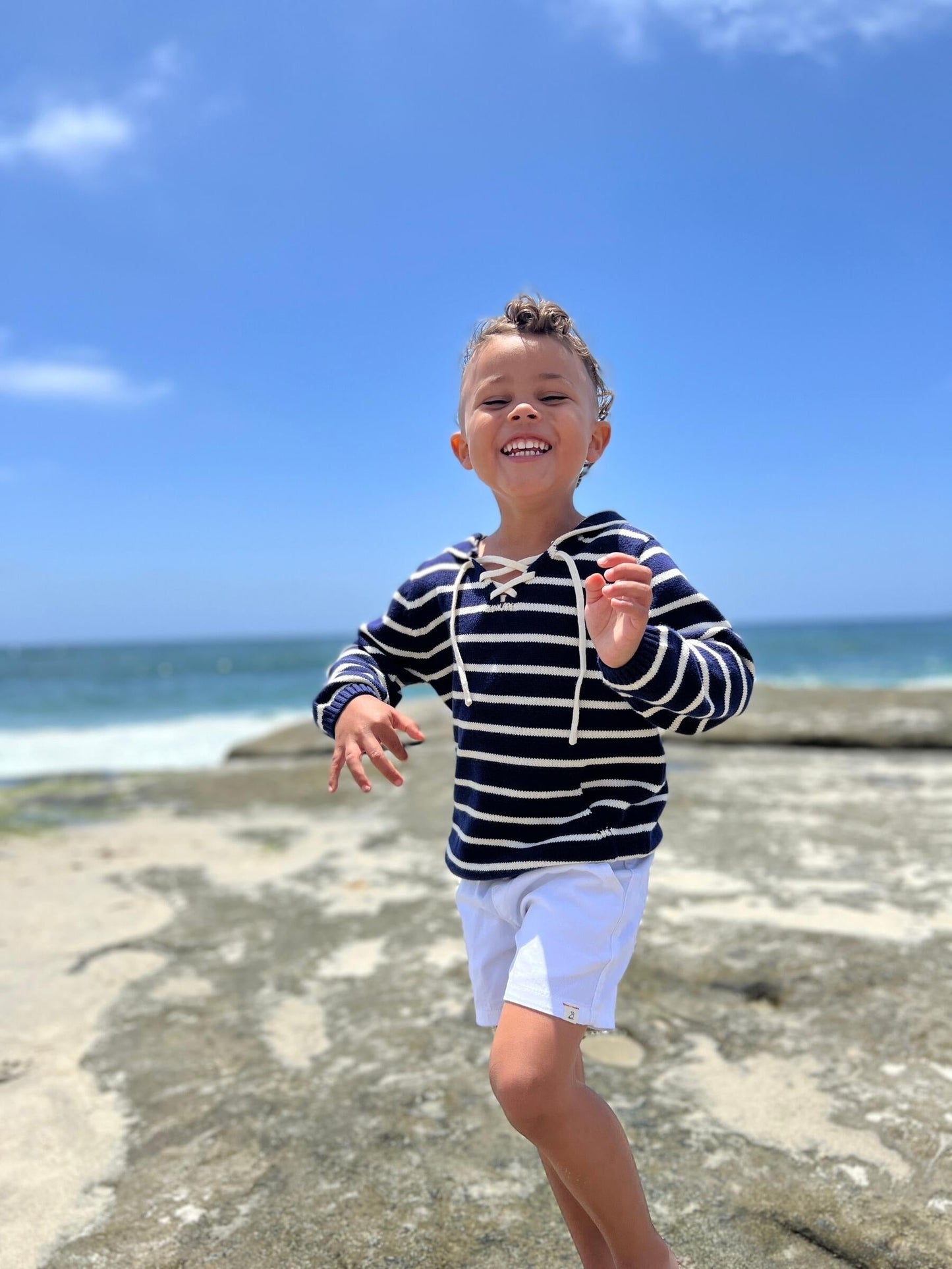 Me & Henry Catamaran Hooded Sweater Navy Stripe