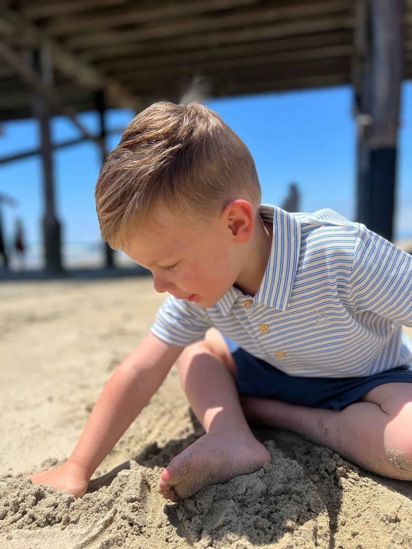 Me & Henry Starboard Cream/Blue Stripe Polo