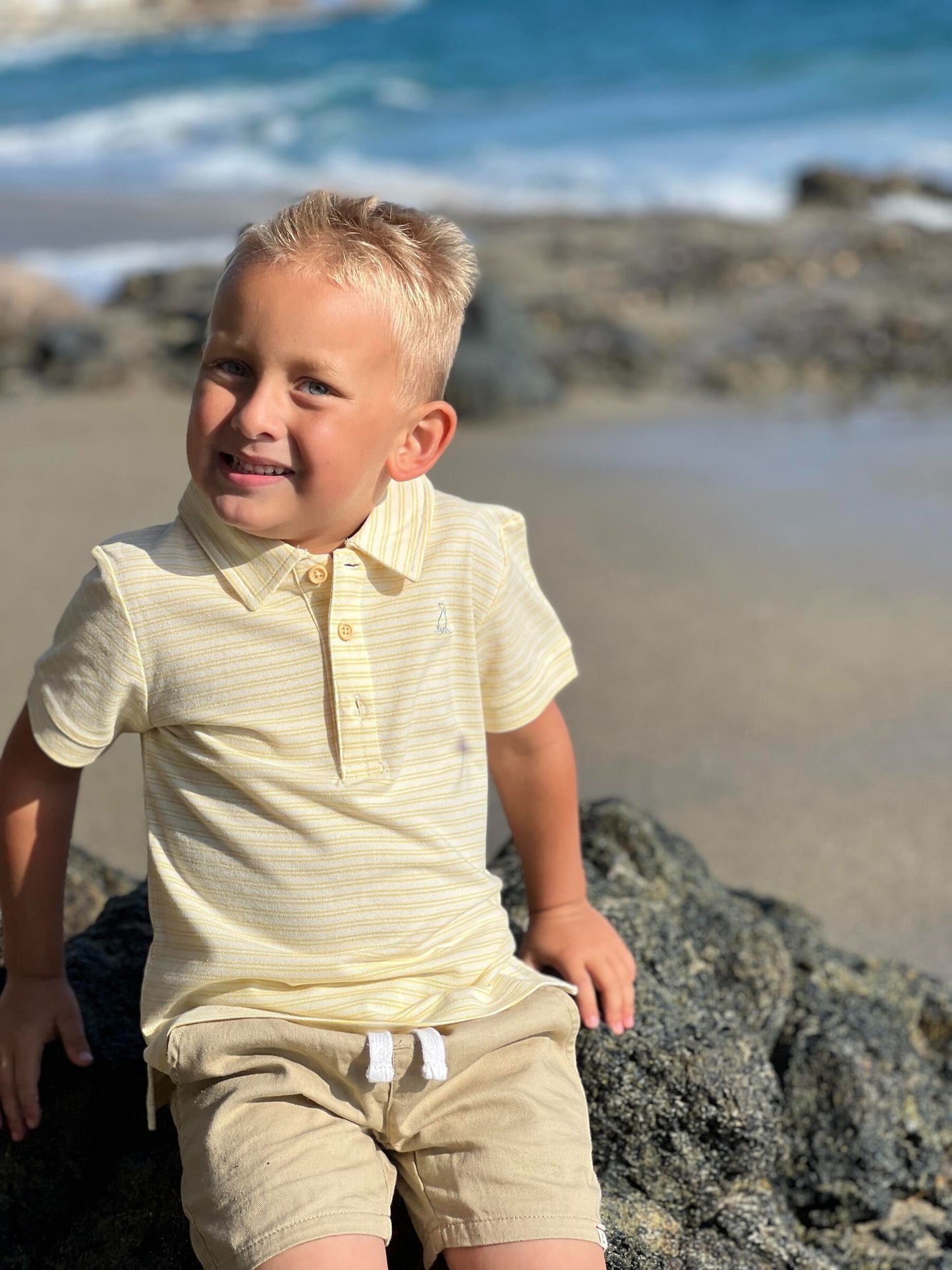 Me & Henry Starboard Yellow/Cream Stripe Polo