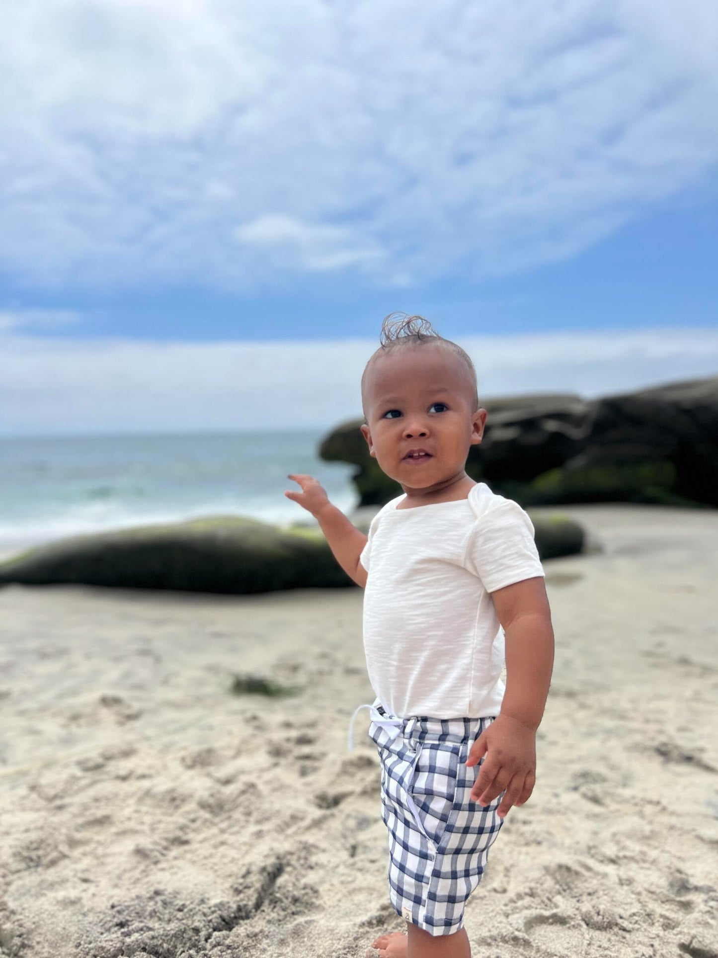 Me & Henry Crew Navy/White Plaid Shorts