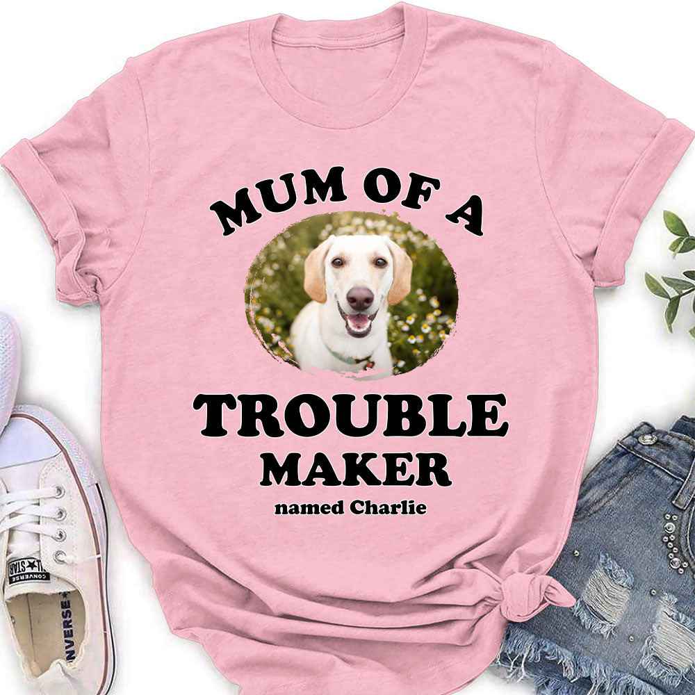 Dad Of Trouble Maker - Personalized Custom Women's T-shirt