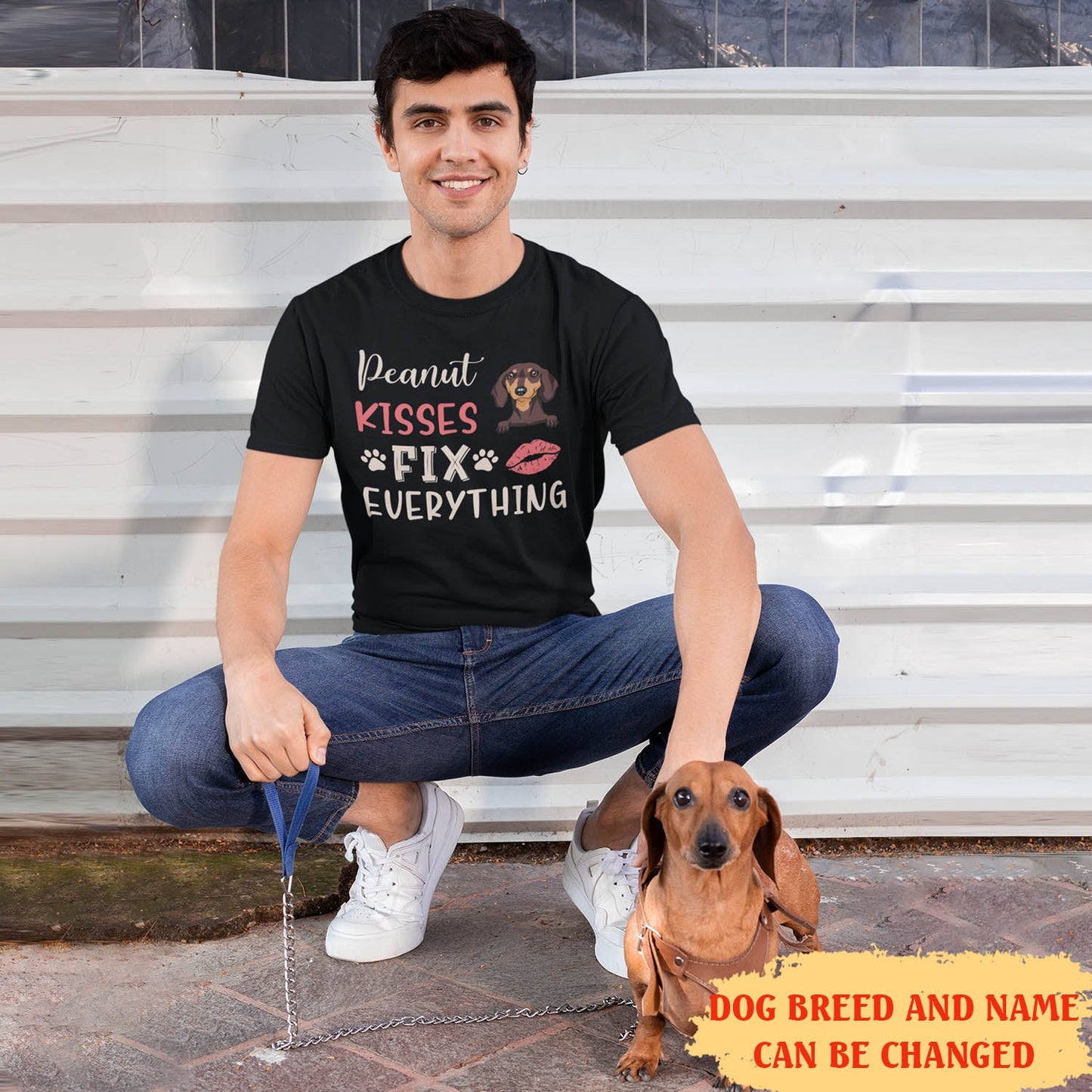 Dog kisses fix everything - Personalized custom premium T-shirt