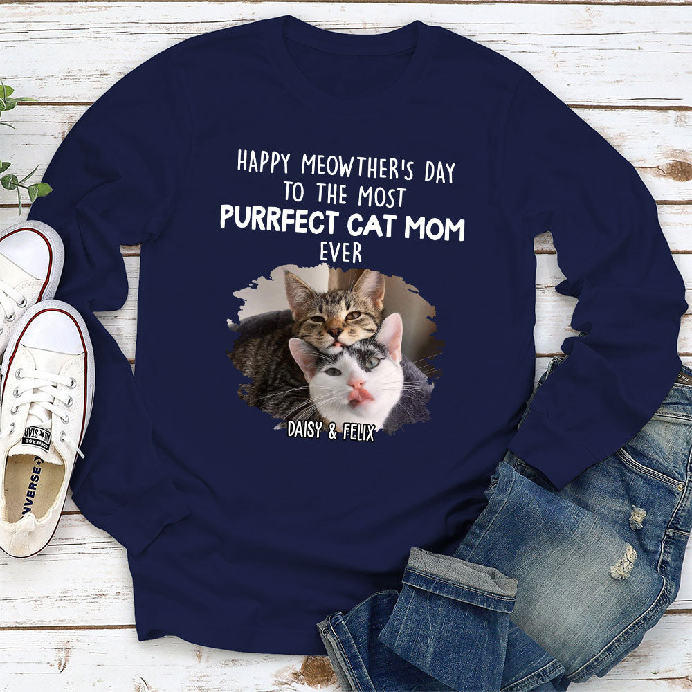 Purrfect Cat Mom 2 - Personalized Custom Long Sleeve T-shirt