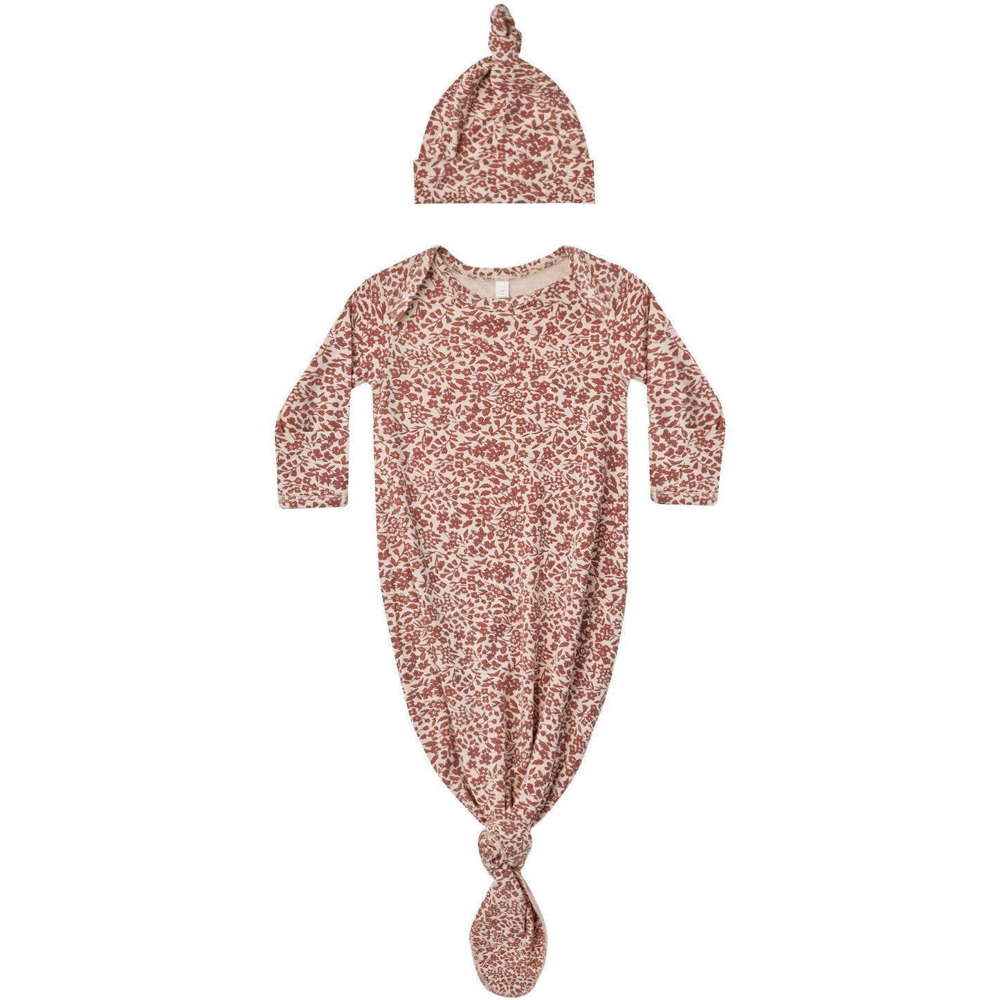 Quincy Mae Knotted Baby Gown + Hat Set | Flower Field