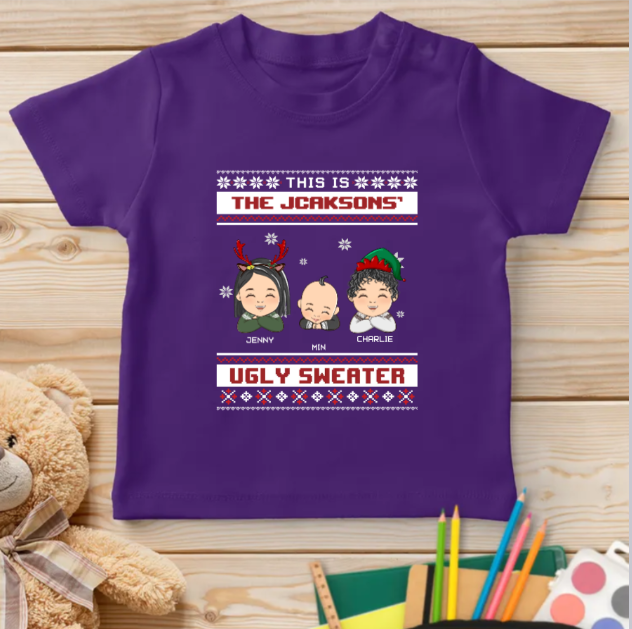 Family Ugly Sweater - Personalized Custom Youth T-shirt