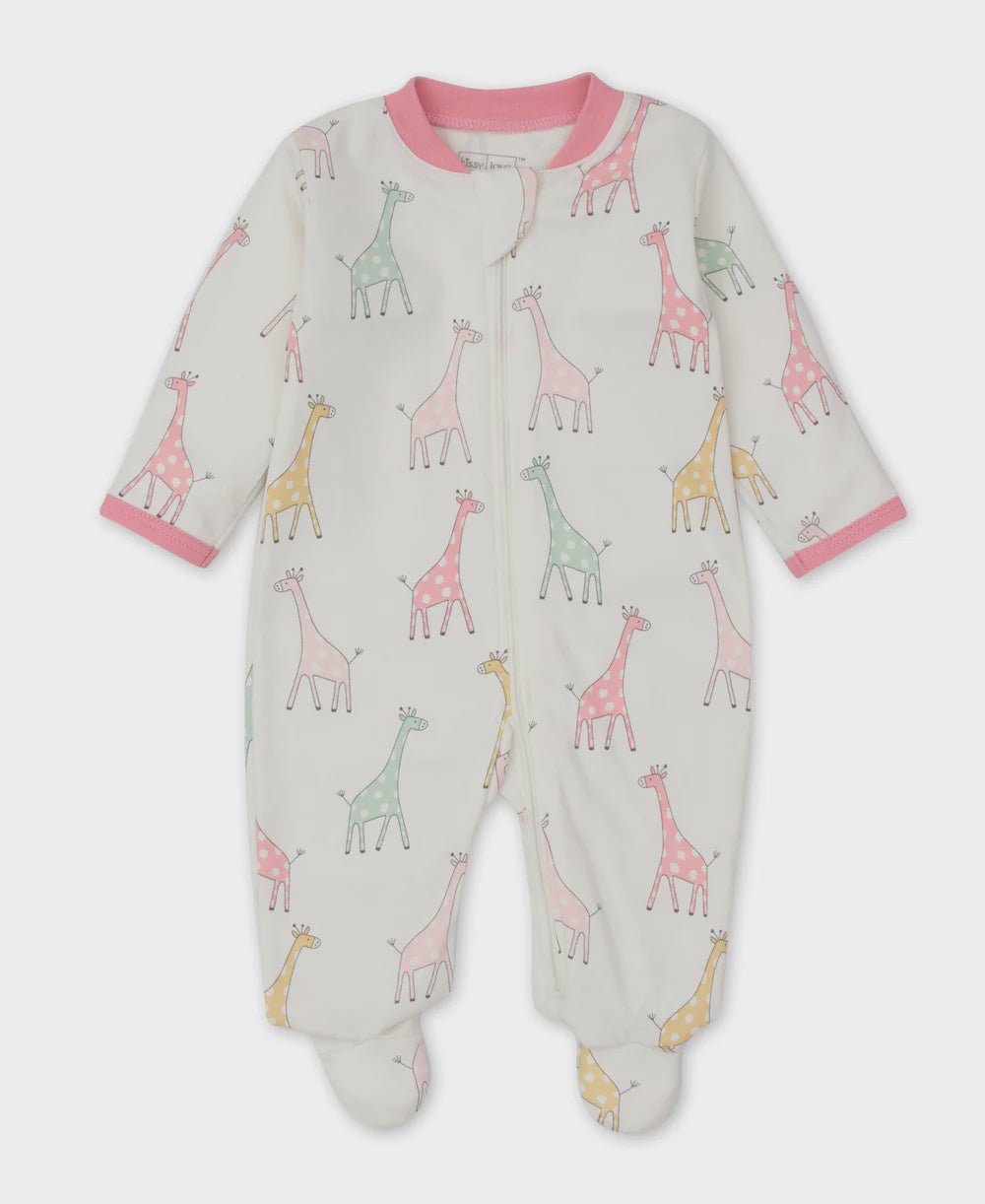 Girls Footie Zip Giraffe Friends
