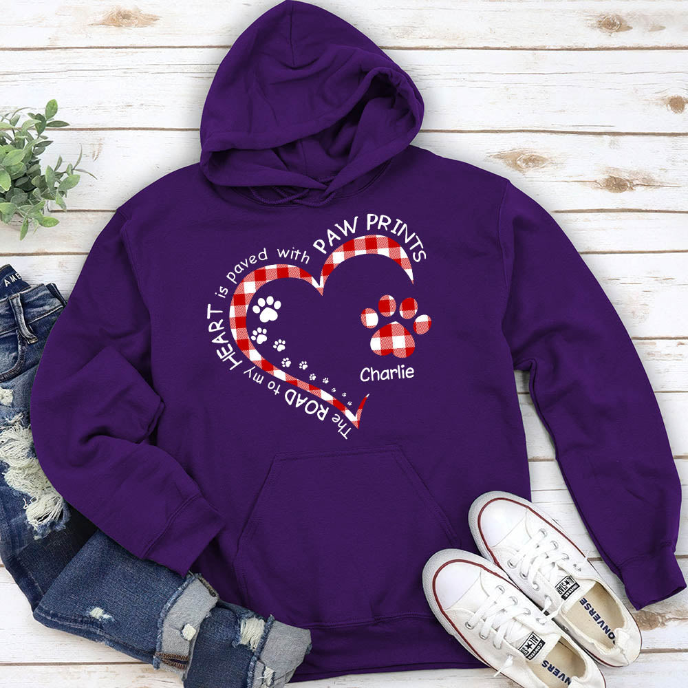 My Heart With Paw Prints - Personalized Custom Hoodie