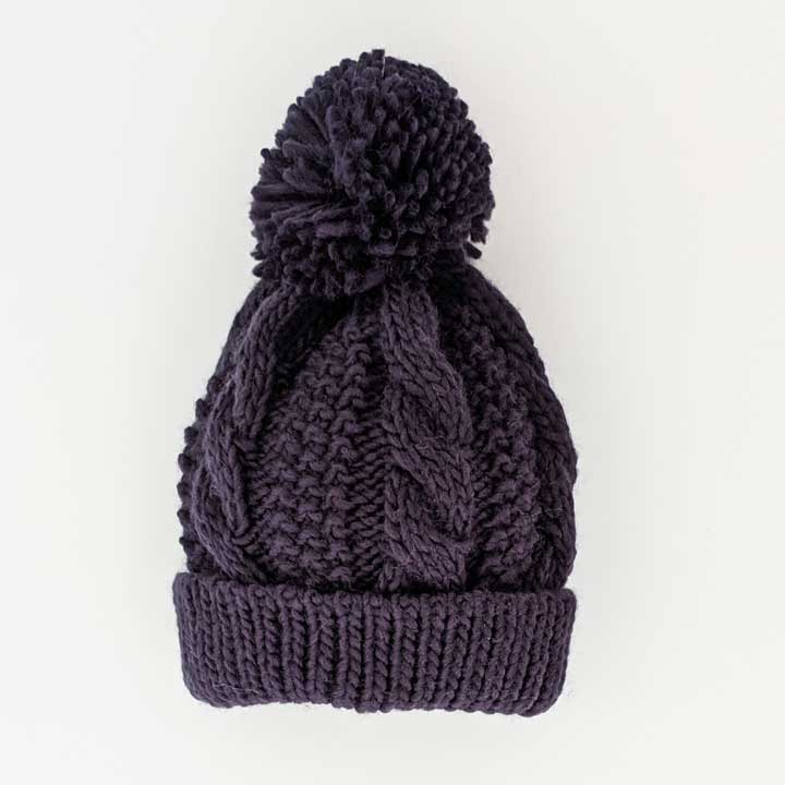 Huggalugs Indigo Cable Knit Beanie Hat