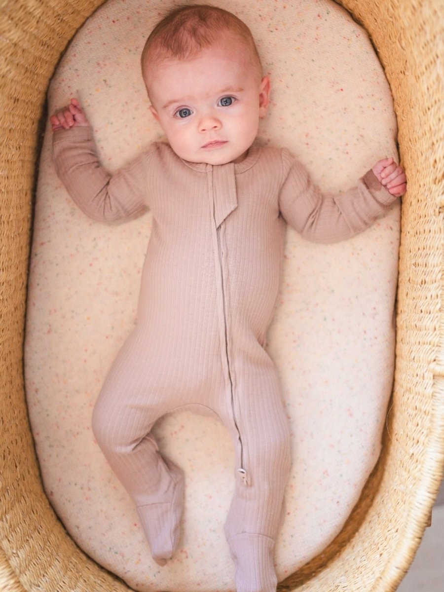 ORGANIC RIBBED FOOTIE, MOCHA