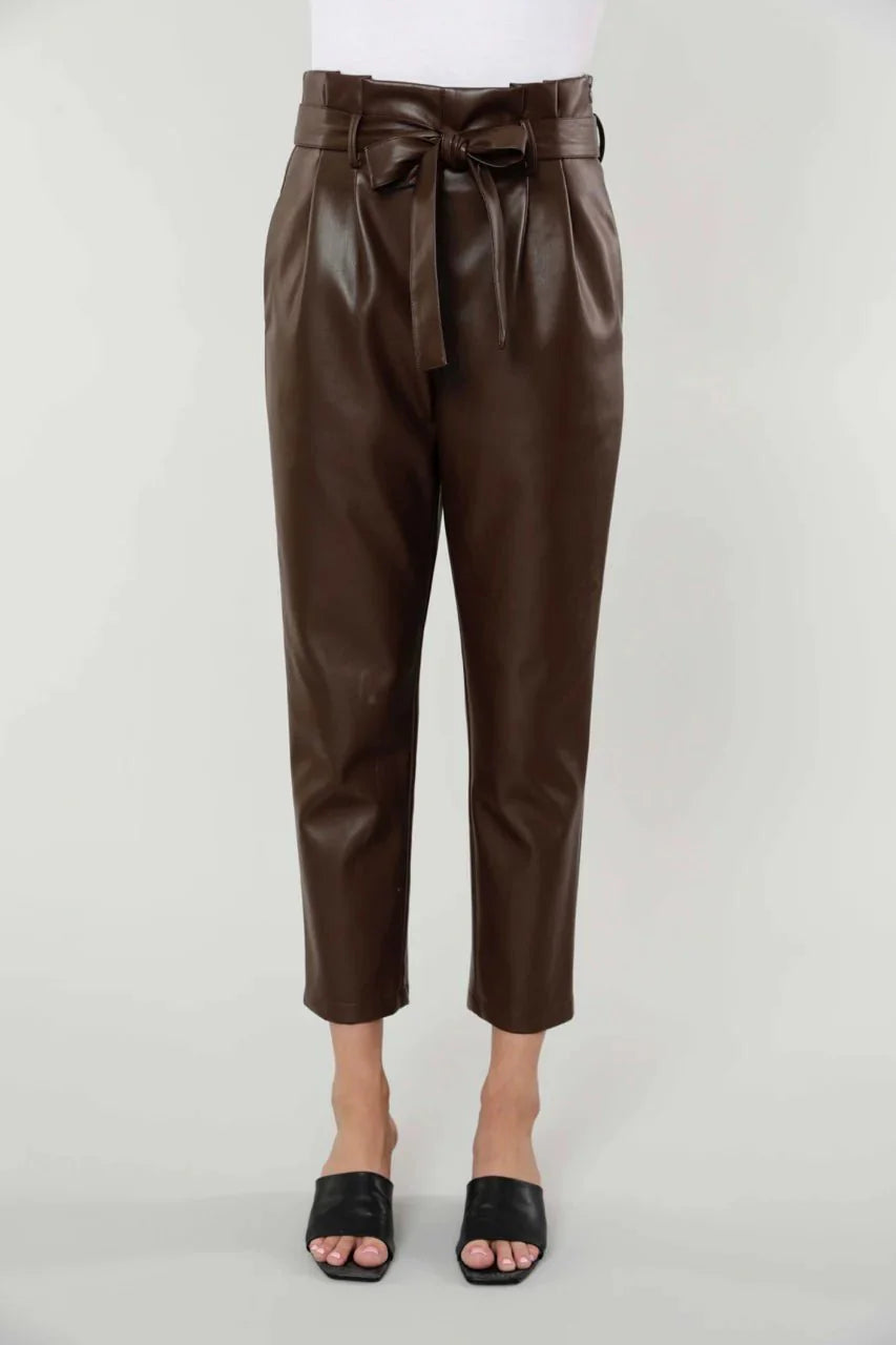 Soft Vegan Leather Bag Pants - Lush Lemon - Women's Clothing - Dolce Cabo - 10717