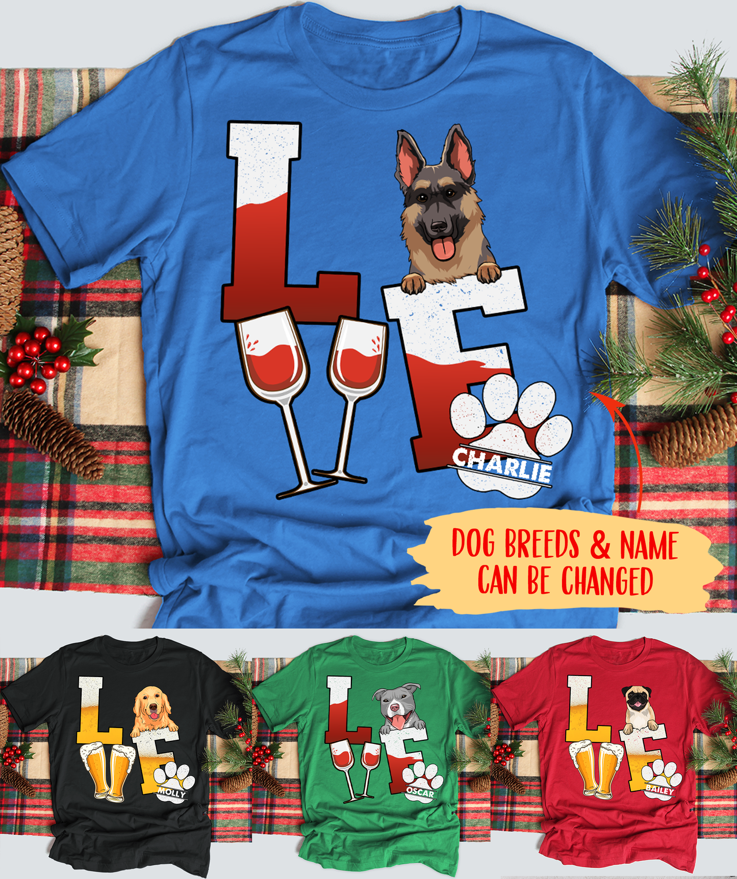 Beer/Wine Love Dog - Personalized Custom Standard T-shirt