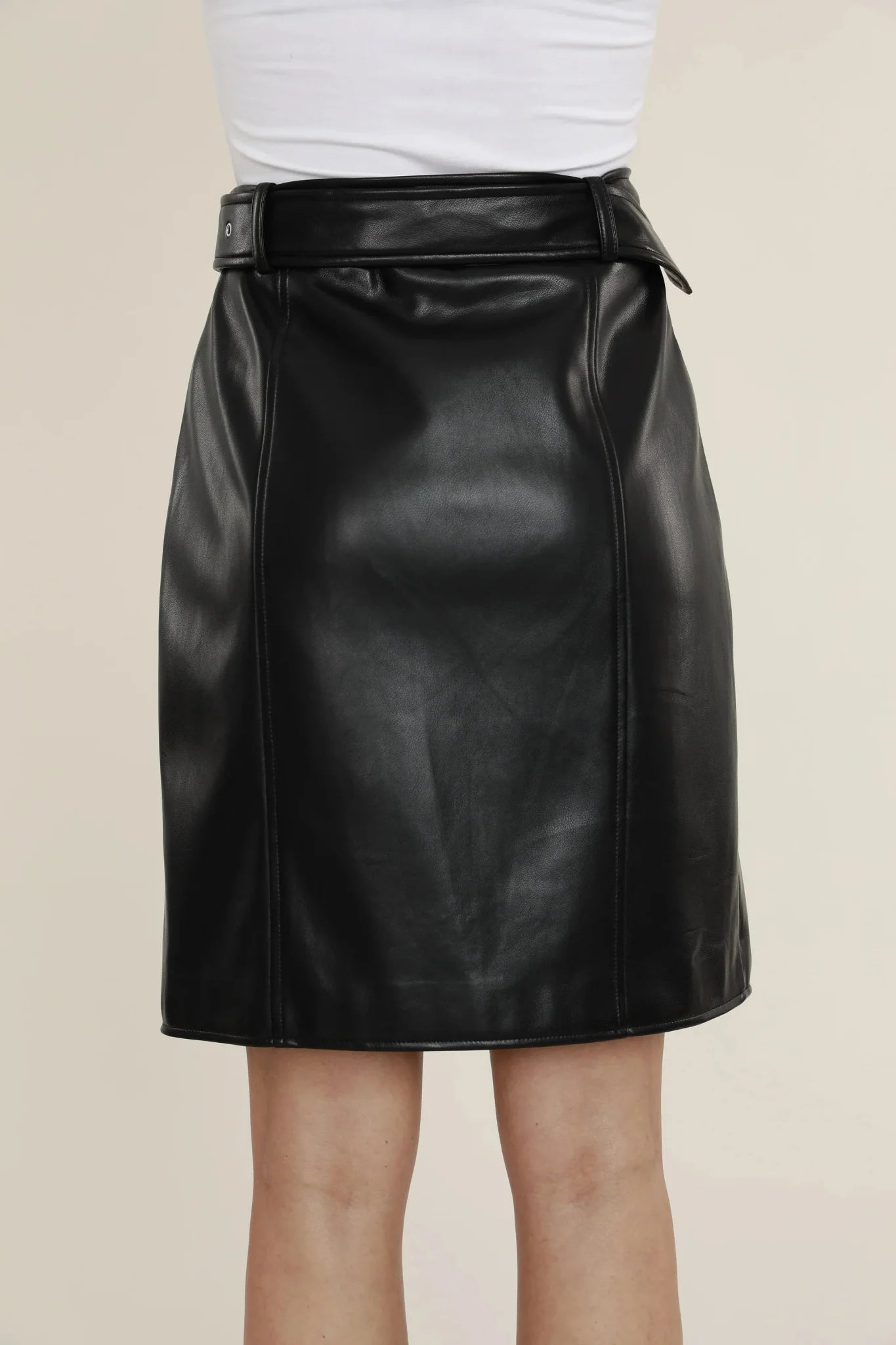 Vegan Leather Zip Skirt
