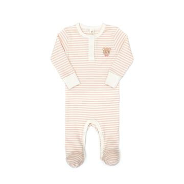 Tun Tun Henley Footie | Shell Pink Stripes