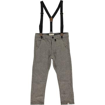 Me & Henry Pants With Suspnders | Brown Herringbone