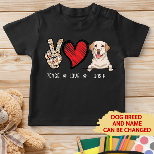 Peace Love Dog - Personalized Custom Youth T-shirt